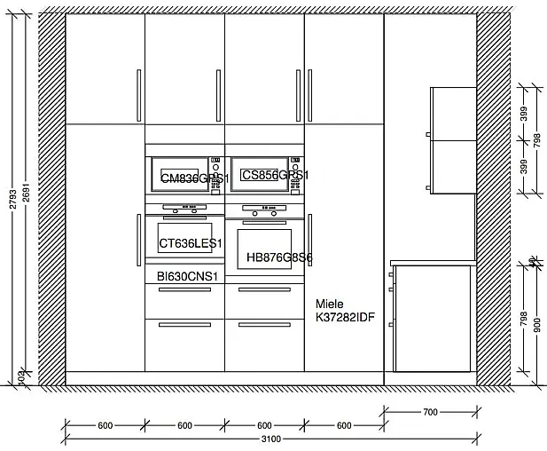 Moderne Küche in Betonoptik mit Hubtisch