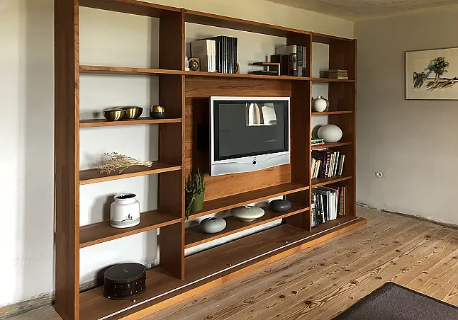Massivholz Wohnwand und Bücherregal