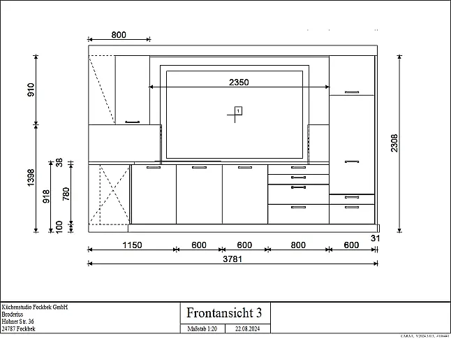 Moderne L-Küche mit Kochblock