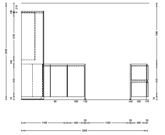 Designküche mit edlen Hochglanz - &amp; Echtholzfurnierfronten - Insel mit integrierter Zeile