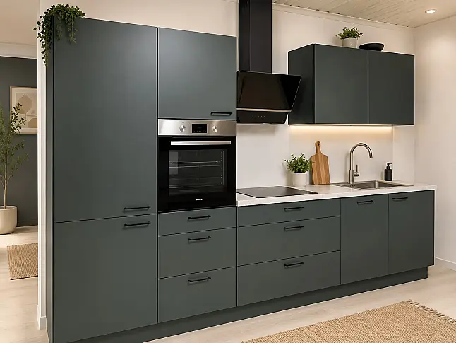 Moderne Küchenzeile in Black Green