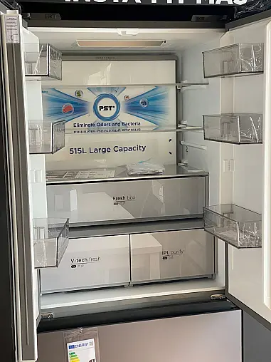 Midea MDRF705BIE70 French Door Kühlschrank 515 Liter | Total NoFrost | WLAN | Inverter Quattro Kompressor | Plasma Sterilisation | Perfect In Einbau-Design | Schwarz Glasfront