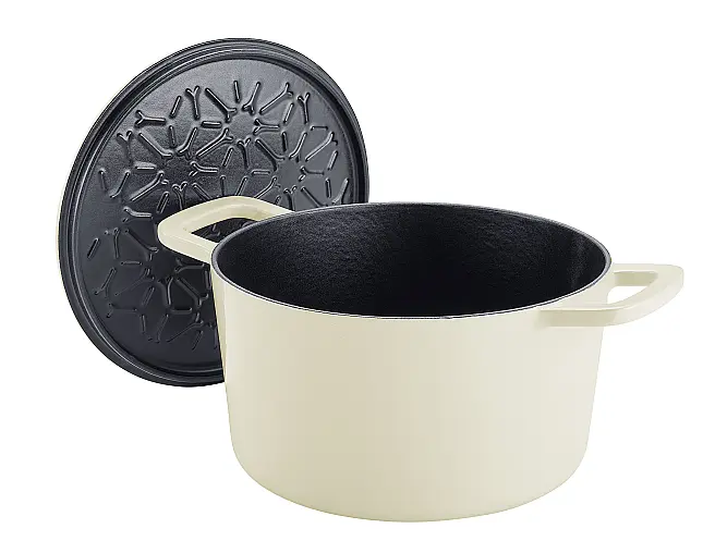 Fissler Moments Collection Gusseisen Topf 24 cm Elfenbeinweiß