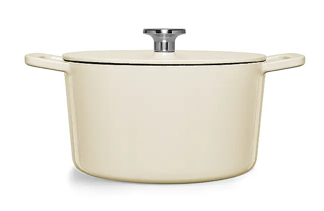 Fissler Moments Collection Gusseisen Topf 24 cm Elfenbeinweiß