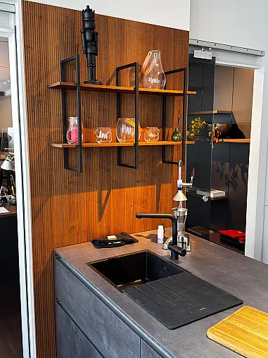 Leicht Kücheninsel Steinoptik, Holzpanel, Urholztheke