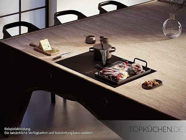 XPure Rough (Matt) Induktionskochfeld-Kochfeld mit integriertem Kochfeldabzug Umluft