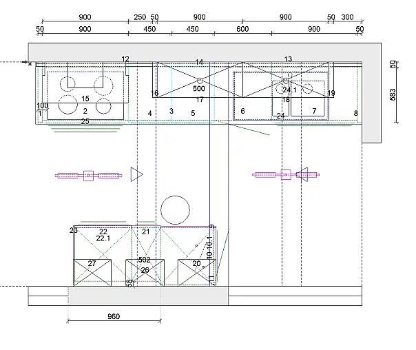 Häcker Systemat Küchenzeile, Hochglanz Lack satin mit Gerätehighboard und Apotheker, exklusiver V-ZUG Geräteausstattung, Berbel Kopffrei-Dunstabzugshaube, Echtholz Abeitsplatte, Blanco Spüle und Armatur