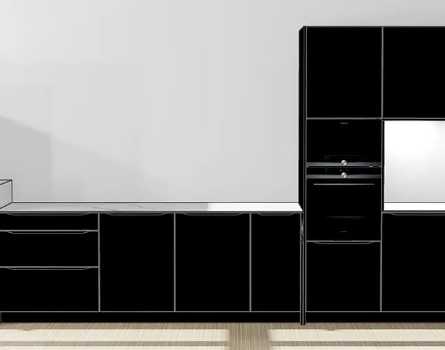 Komplett neue Küche Schwarz Matt mit Griffleisten - Thumbnail 2