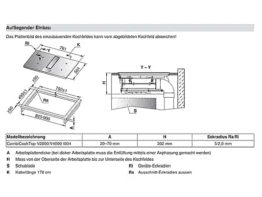 V-ZUG CombiCookTop V2000 I804 Kochfeldabzug Induktion