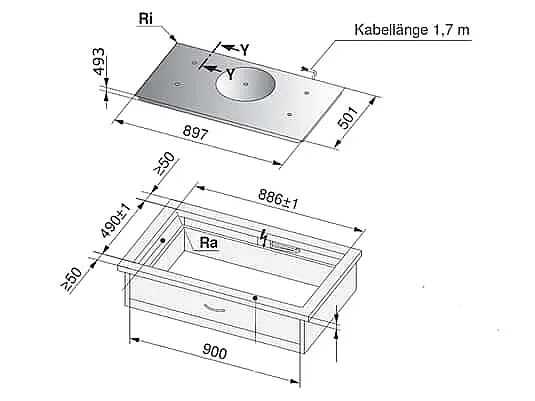 V-ZUG CookTop V6000 I905 Herdunabhängiges Induktionskochfeld BlackDesign