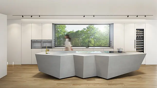 Kücheninsel Luxus Beton walter wendel Unikat freistehend grifflos