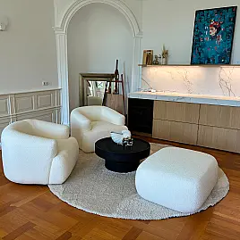 Design-Champagner-Bar | Ballerina Echtholzfurnier & Lichtkonzept I Dekton marmoriert