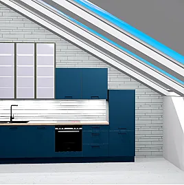 Tolle Ausstellungs- /Fotoküche mit Siemens-Geräten - Antifingerprint-Front Fjordblau