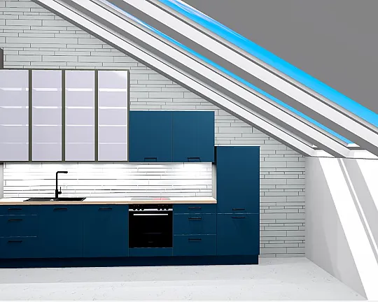 Tolle Ausstellungs- /Fotoküche mit Siemens-Geräten - Antifingerprint-Front Fjordblau - Easytouch