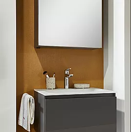 Exklusiver Waschtisch für kleines Bad oder Gäste-WC mit Alibert-Spiegelschrank inkl. LED-Beleuchtung