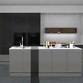 Luxus-Traumküche SieMatic, grifflos & graphitgrau mit Insel, Stein-Arbeitsplatte, Bora Kochfeld. Premium-Ausstattung, wie neu, sofort verfügbar und direkt abzuholen. Jahresstart-Deal! Jetzt zuschlagen!