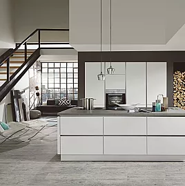 Design-Küche Antifingerprint Lack in Weiß Premium matt mit Bosch Geräten
