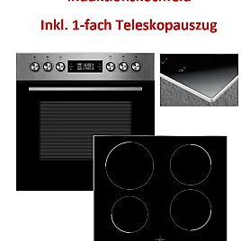 Midea Herdset Edelstahl mit Induktionskochfeld - inkl. 1-fach Teleskopauszug