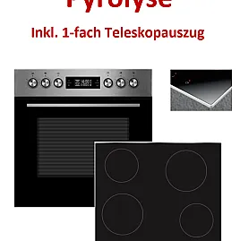 Midea Pyrolyse-Herdset Edelstahl mit Induktionskochfeld - inkl. 1-fach Teleskopauszu
