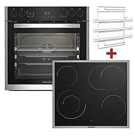 inbau-Herdset mit Glaskeramikkochfeld und 3-fach Teleskopauszug