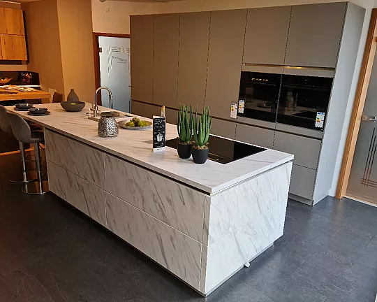 Küche Carrara weiß matt / perlgrau Mattlack - AV2135