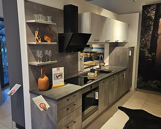 Topline moderne zementgraue Singleküche - zementgraue Singleküche