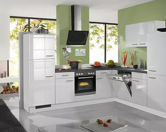 Neue Pino Küche mit Bosch Geräten nur 2 Wochen Lieferzeit Einbauküche 235 Weiß Hochglanz 503 - PN215 Nr.503
