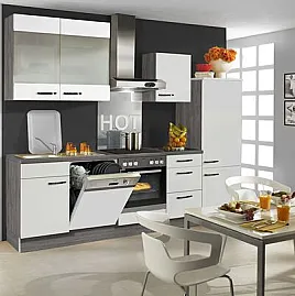 Neue Pino Küche mit Bosch Geräte nur 2 Wochen Lieferzeit Küchenzeile 238 Weiß Hochglanz 653
