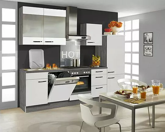 Neue Pino Küche mit Bosch Geräte nur 2 Wochen Lieferzeit Küchenzeile 238 Weiß Hochglanz 653 - PN220 Nr.653