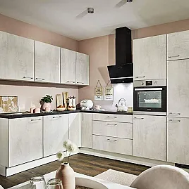 Neue Pino Küche mit Bosch Geräten nur 2 Wochen Lieferzeit Einbauküche 231 Beton Weißgrau 665