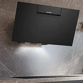 Siemens iQ300 Umluft-Wandhaube 80cm Klarglas schwarz bedruckt LC87JFN60