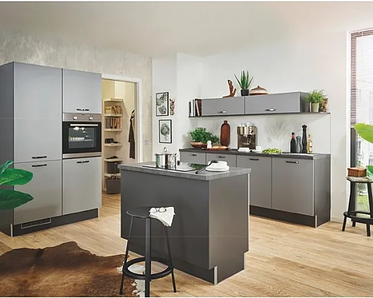 Neue Pino Küche mit Bosch Geräten nur 2 Wochen Lieferzeit Einbauküche 249 Achatgrau 675 - PN105 Nr.675