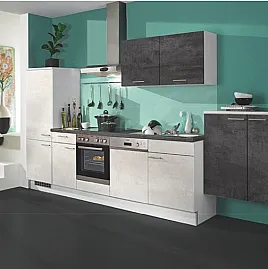 Neue Pino Küche mit Bosch Geräten nur 2 Wochen Lieferzeit Küchenzeile 275 Beton Grafit 658, Beton Weißgrau 665