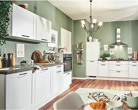 Neue Pino Küche mit Bosch Geräten nur 2 Wochen Lieferzeit Einbauküche 303 Weiß matt 670 - PN435 Nr.670