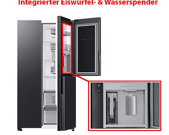 Samsung Side-by-Side RH69B8021B1 | 645 L | Dual Ice Maker | Black Steel - RH69B8021B1