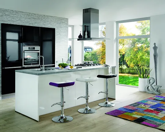 Design eiland keuken, Wit hoogglans moderne keuken - Design eiland keuken, Wit hoogglans moderne keuken