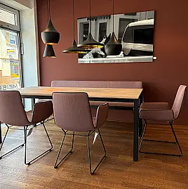 Gruppe_ Esstisch mit Auszug / 3 Stühle / Bank