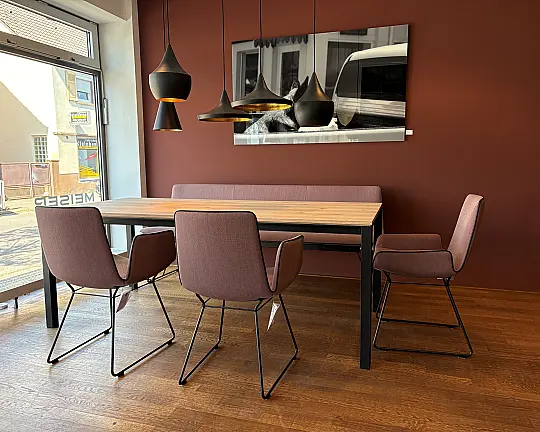 Gruppe_ Esstisch mit Auszug / 3 Stühle / Bank - Janua S600 + Freifrau Amelie