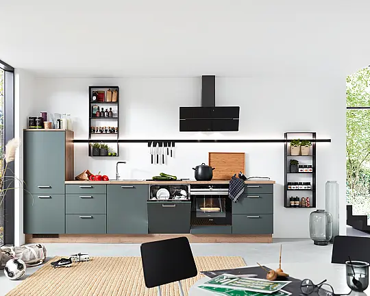 Kleine Küchenzeile mit Laurus Geräten - Easytouch Mineralgrün