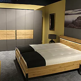 Schlafzimmer Anthrazit Holz Set mit Bett und Kleiderschrank modern Design