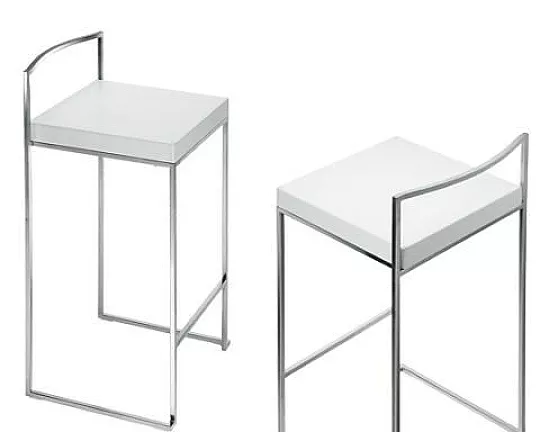 CUBO STOOL H65 WHITE LEATHER - CUBO STOOL H65