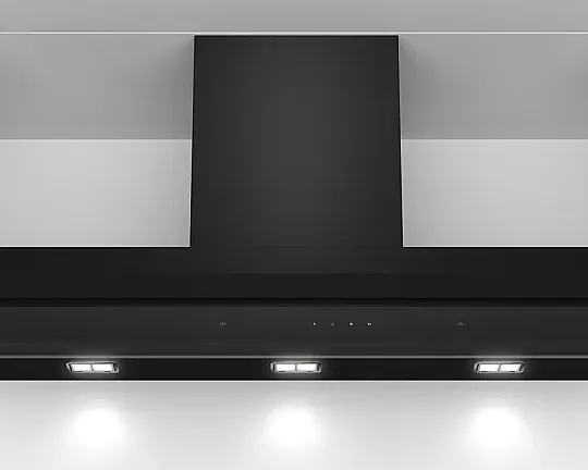 iQ500, Integrierte Designhaube, 90 cm, Klarglas schwarz bedruckt - LJ97BAM60
