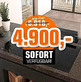 4900,--€  ausfahrbarer Tischlüfter 90 cm im Set mit TFT Kochfeld - flächenbündig