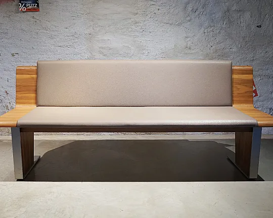 Stilvolle Sitzbank aus Leder und Holz - Tasso