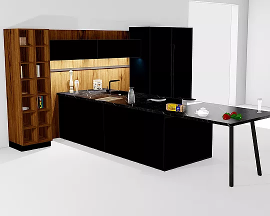 T-Küche in schwarz UV Mattlack (HK1029) - AG AV2135-GL