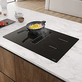 Smart 2Gether Induktionskochfeld cm. 70 mit integrierter Haube von 630 m³/h – schwarzes Glas