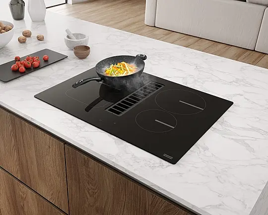 Smart 2Gether Induktionskochfeld cm. 70 mit integrierter Haube von 630 m³/h – schwarzes Glas - FSM 709 HI