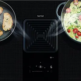 Elektrisch betriebenes Induktions-Kochfeld mit integriertem Wrasenabzug