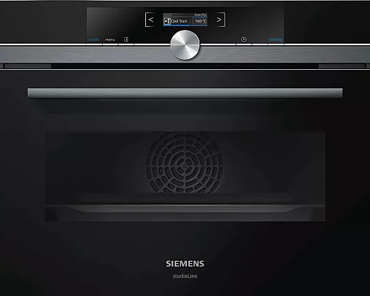 Siemens iQ700, Einbau-Kompaktbackofen mit Mikrowellenfunktion, 60 x 45 cm, Schwarz, Edelstahl CM833GBB1S (Lager) - CM833GBB1S
