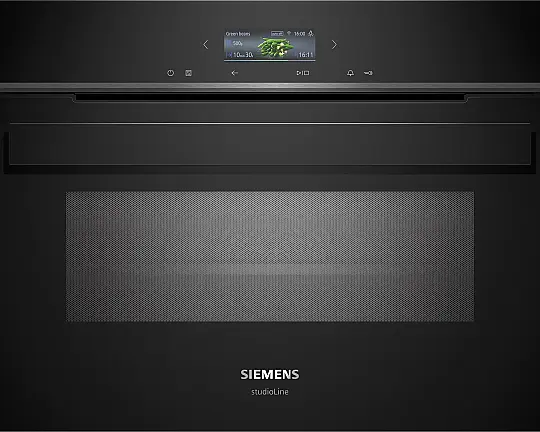 Siemens iQ700, Einbau-Kompaktbackofen mit Mikrowellenfunktion, 60 x 45 cm, Schwarz, Edelstahl CM924G1B1 (Lager) - CM924G1B1